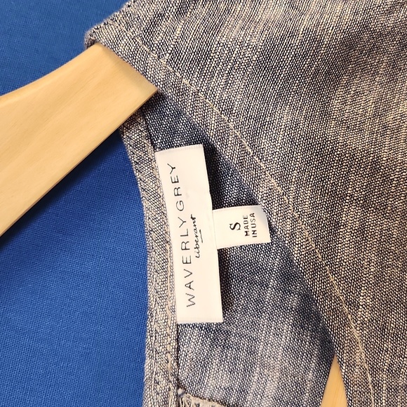 Waverly Grey asymmetrically top, metallic denim, size Small - Picture 3 of 6